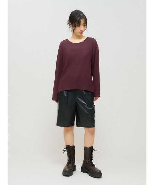 MIDIUMISOLID（ミディウミソリッド）の「MIDIUMISOLID for Ladies シアーワッフルプルオーバー（Tシャツ/カットソー・レディース・オレンジ/ブラック/オフホワイト/ワインレッド・FREE）」の14枚目の写真