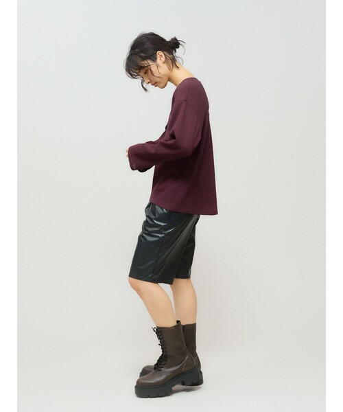 MIDIUMISOLID（ミディウミソリッド）の「MIDIUMISOLID for Ladies シアーワッフルプルオーバー（Tシャツ/カットソー・レディース・オレンジ/ブラック/オフホワイト/ワインレッド・FREE）」の16枚目の写真