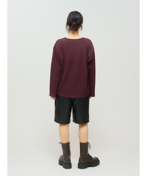 MIDIUMISOLID（ミディウミソリッド）の「MIDIUMISOLID for Ladies シアーワッフルプルオーバー（Tシャツ/カットソー・レディース・オレンジ/ブラック/オフホワイト/ワインレッド・FREE）」の17枚目の写真