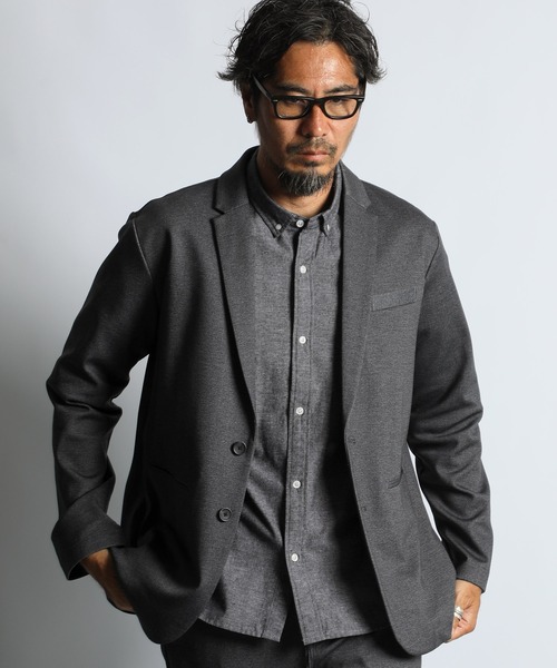 The DUFFER of ST.GEORGE（ザダファーオブセントジョージ）の「SET UP COMFORT JERSEY JACKET：セットアップ コンフォート ジャージジャケット（テーラードジャケット・メンズ・チャコールグレー/ライトグレー・MEDIUM/SMALL/X-LARGE/LARGE）」の6枚目の写真