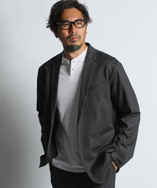The DUFFER of ST.GEORGE（ザダファーオブセントジョージ）の「SET UP COMFORT JERSEY JACKET：セットアップ コンフォート ジャージジャケット（テーラードジャケット・メンズ・チャコールグレー/ライトグレー・MEDIUM/SMALL/X-LARGE/LARGE）」の4枚目の写真