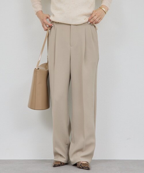 GALLARDAGALANTE（ガリャルダガランテ）の「【シワになりにくい】ジャージータックワイドパンツ（その他パンツ・レディース・グレイッシュベージュ/アイボリー/ブラック・0/1/2）」の3枚目の写真