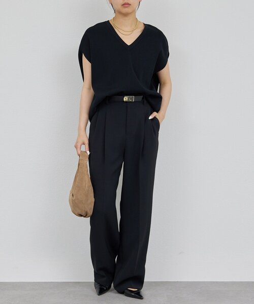 GALLARDAGALANTE（ガリャルダガランテ）の「【シワになりにくい】ジャージータックワイドパンツ（その他パンツ・レディース・グレイッシュベージュ/アイボリー/ブラック・0/1/2）」の11枚目の写真