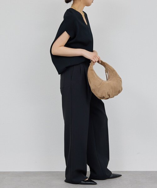 GALLARDAGALANTE（ガリャルダガランテ）の「【シワになりにくい】ジャージータックワイドパンツ（その他パンツ・レディース・グレイッシュベージュ/アイボリー/ブラック・0/1/2）」の12枚目の写真