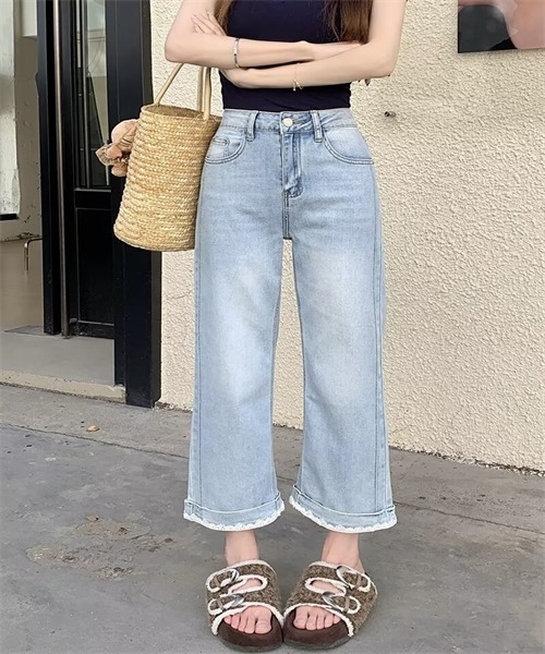 セール】裾レース9分丈デニムパンツ（デニムパンツ）｜FREE STYLISTS