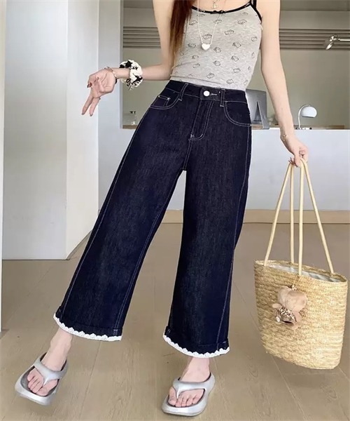FREE STYLISTS（フリー スタイリスト）の「裾レース9分丈デニムパンツ（デニムパンツ・レディース・ライトブルー/インディゴブルー・M/L/4XL/XL/2XL/3XL/5XL/S）」の22枚目の写真