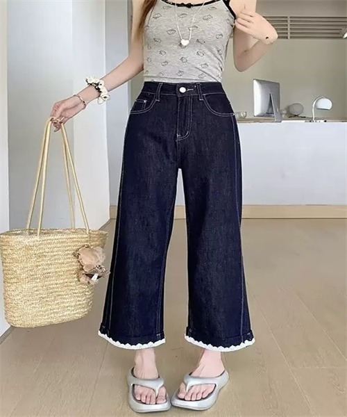 FREE STYLISTS（フリー スタイリスト）の「裾レース9分丈デニムパンツ（デニムパンツ・レディース・ライトブルー/インディゴブルー・M/L/4XL/XL/2XL/3XL/5XL/S）」の18枚目の写真
