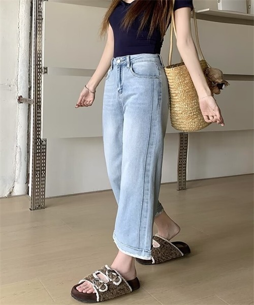 FREE STYLISTS（フリー スタイリスト）の「裾レース9分丈デニムパンツ（デニムパンツ・レディース・ライトブルー/インディゴブルー・M/L/4XL/XL/2XL/3XL/5XL/S）」の15枚目の写真