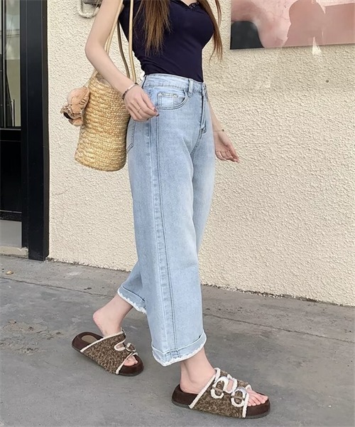 FREE STYLISTS（フリー スタイリスト）の「裾レース9分丈デニムパンツ（デニムパンツ・レディース・ライトブルー/インディゴブルー・M/L/4XL/XL/2XL/3XL/5XL/S）」の12枚目の写真
