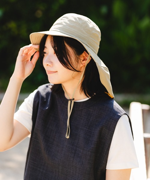 EKAL(エカル)の「サンシェードハット(ハット・レディース・ベージュ/ブラック・ONE)」の4枚目の写真