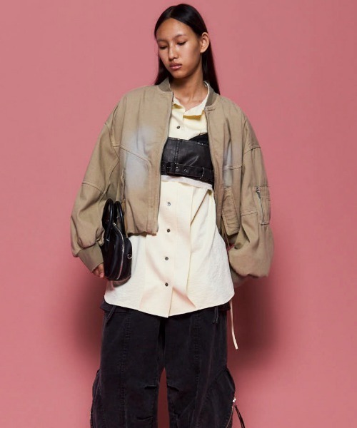MAISON SPECIAL(メゾンスペシャル)の「Washed MA-1/ウォッシュドMA-1【MAISON SPECIAL/メゾンスペシャル】(MA-1・レディース・ベージュ/ブラック・FREE)」の6枚目の写真