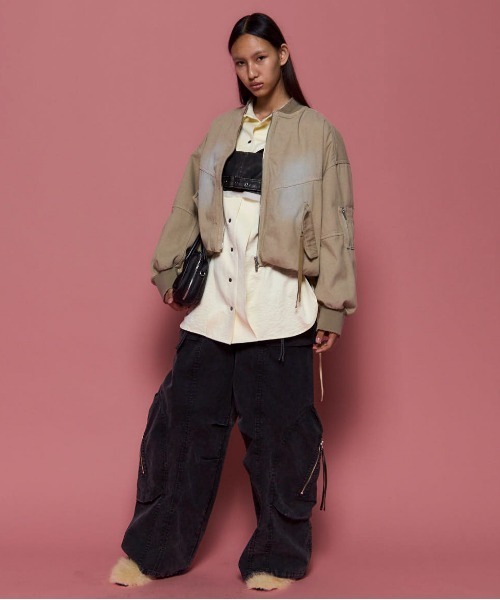 MAISON SPECIAL(メゾンスペシャル)の「Washed MA-1/ウォッシュドMA-1【MAISON SPECIAL/メゾンスペシャル】(MA-1・レディース・ベージュ/ブラック・FREE)」の4枚目の写真