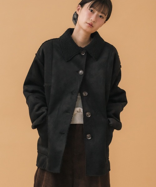 リアルムートン フードつき コート ジャケット ブラック 楽天市場