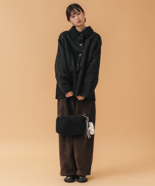  PARTY ミドルフェイクムートンコート （ブラック） PARTY ミドルフェイクムートンコート （ブラック） PARTY ミドル