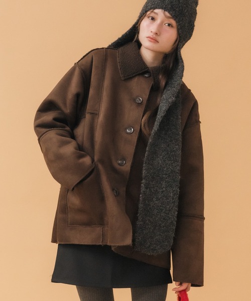 セール】フェイクムートンコート / ブラック ブラウン ムートン ボア