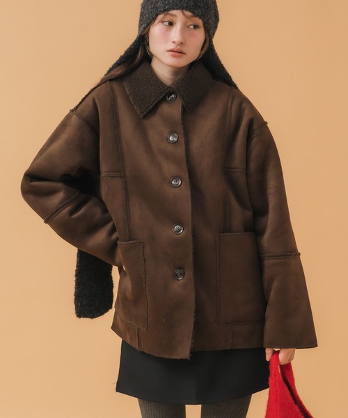 セール】フェイクムートンコート / ブラック ブラウン ムートン ボア
