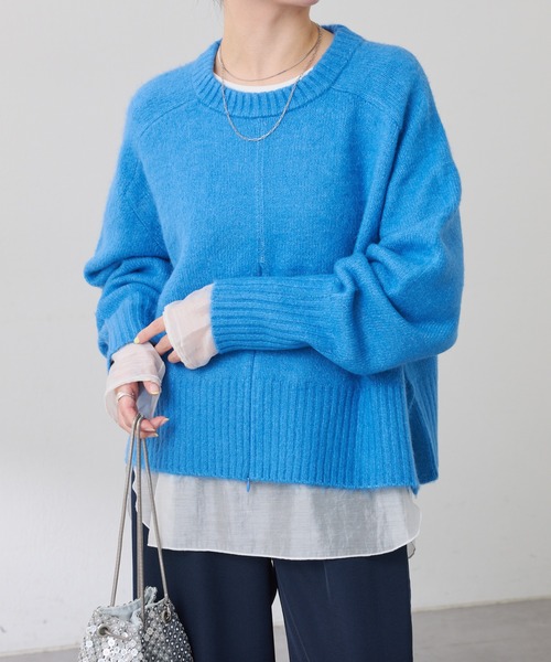 COLLAGE GALLARDAGALANTE（コラージュガリャルダガランテ）の「ヤクライクニット/WEB限定カラー展開（ニット/セーター・レディース・ライトグレー/チャコールグレー/オフホワイト/ブラック/オレンジ/モカ/ブラウン/ブルー・FREE）」の7枚目の写真