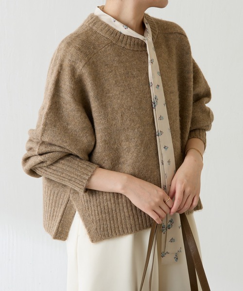 COLLAGE GALLARDAGALANTE（コラージュガリャルダガランテ）の「ヤクライクニット/WEB限定カラー展開（ニット/セーター・レディース・ライトグレー/チャコールグレー/オフホワイト/ブラック/オレンジ/モカ/ブラウン/ブルー・FREE）」の20枚目の写真