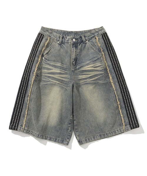 NOT4NERD（ノットフォーナード）の「NOT4NERD/ノットフォーナード/Thorns Line Cut Off Shorts（デニムパンツ・メンズ・ブラック/ブルー・XL/L）」の2枚目の写真