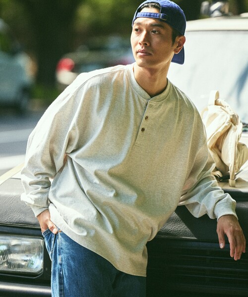 FREAK'S STORE（フリークスストア）の「限定展開 9オンス Heavyweight ビッグシルエット ヘンリーネック ロングスリーブTシャツ/ヘビーウェイト/ロンTEE（Tシャツ/カットソー・メンズ・ネイビー/スミクロ/ホワイト/ブラック/アッシュグレー・SMALL/MEDIUM/LARGE）」の16枚目の写真