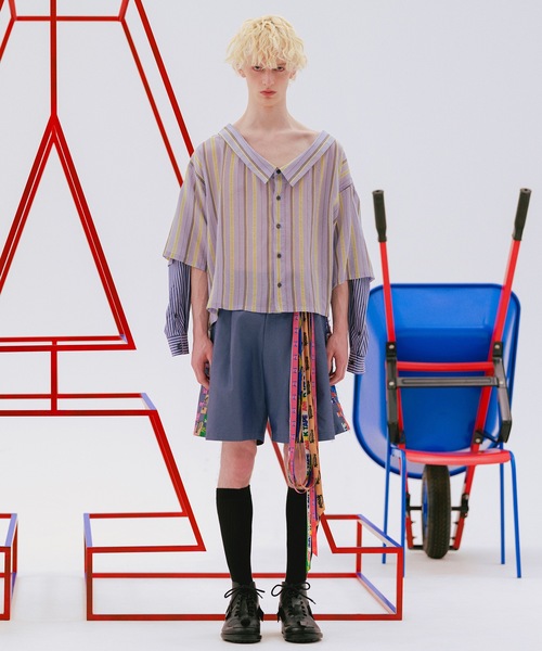 amok（アモク）の「TWO-IN-ONE SHIRT（シャツ/ブラウス・メンズ・ブルー/ベージュ・L/M/S）」の6枚目の写真