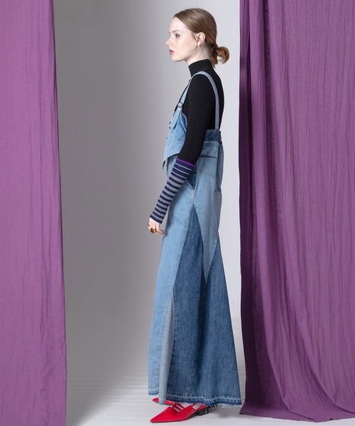 AULA AILA（アウラアイラ）の「フロントアンドバックデニムジャンパースカート（ジャンパースカート・レディース・ブルー/ブラック/インディゴブルー・0/1）」の11枚目の写真