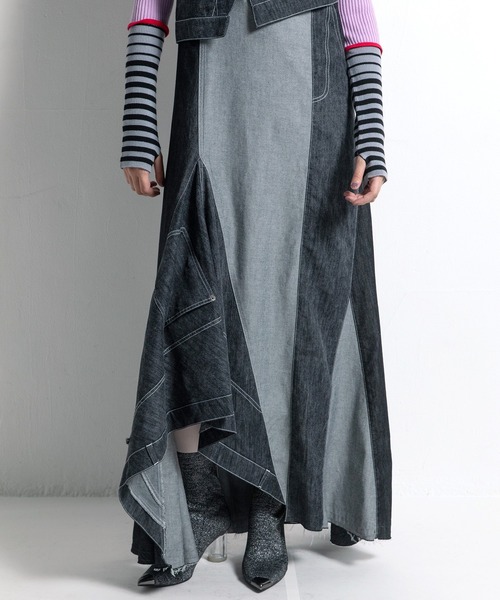 AULA AILA（アウラアイラ）の「フロントアンドバックデニムジャンパースカート（ジャンパースカート・レディース・ブルー/ブラック/インディゴブルー・0/1）」の16枚目の写真