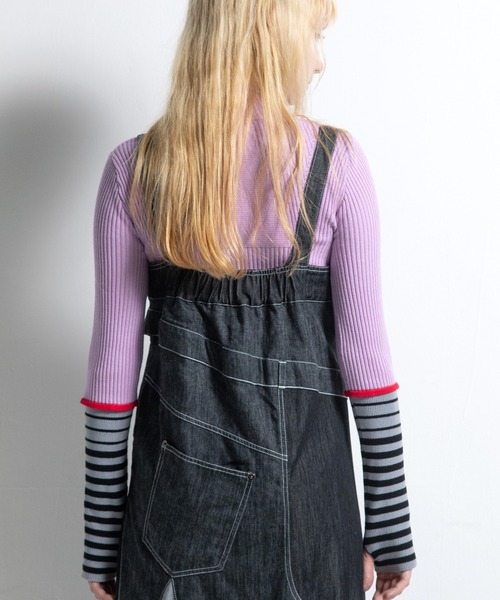 AULA AILA（アウラアイラ）の「フロントアンドバックデニムジャンパースカート（ジャンパースカート・レディース・ブルー/ブラック/インディゴブルー・0/1）」の15枚目の写真