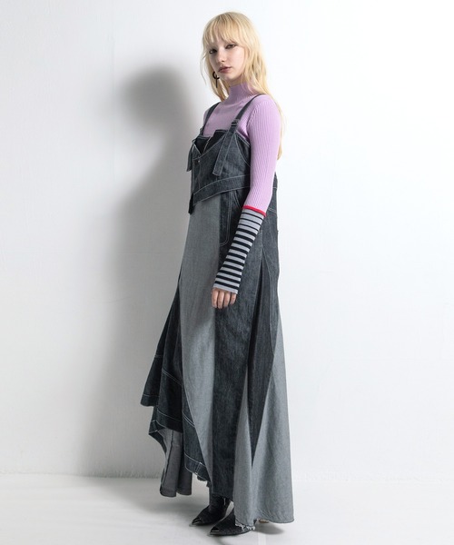 AULA AILA（アウラアイラ）の「フロントアンドバックデニムジャンパースカート（ジャンパースカート・レディース・ブルー/ブラック/インディゴブルー・0/1）」の19枚目の写真