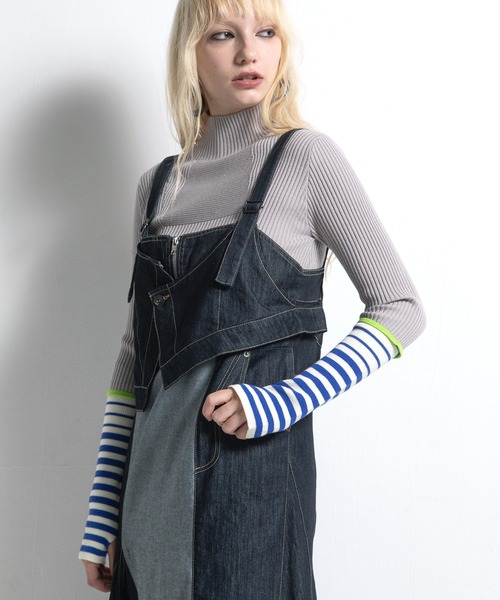 AULA AILA（アウラアイラ）の「フロントアンドバックデニムジャンパースカート（ジャンパースカート・レディース・ブルー/ブラック/インディゴブルー・0/1）」の21枚目の写真