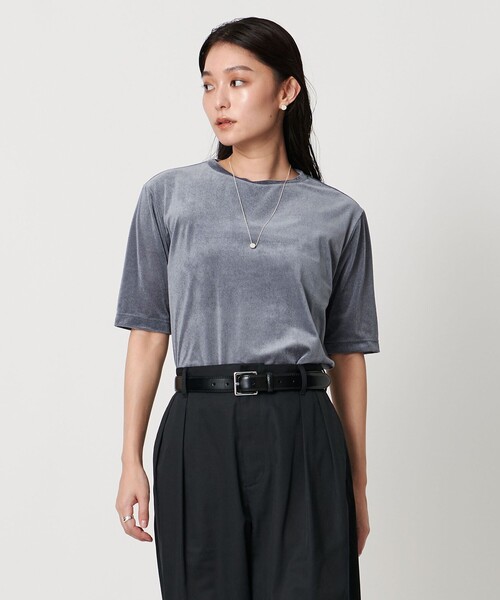 MARW UNITED ARROWS(マルゥ ユナイテッドアローズ)の「<MARW UNITED ARROWS>シアー ベロア カットソー(Tシャツ/カットソー・レディース・オフホワイト/グレー系/ブラック・FREE)」の3枚目の写真