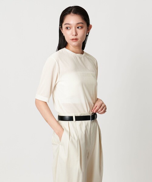 MARW UNITED ARROWS(マルゥ ユナイテッドアローズ)の「<MARW UNITED ARROWS>シアー ベロア カットソー(Tシャツ/カットソー・レディース・オフホワイト/グレー系/ブラック・FREE)」の4枚目の写真