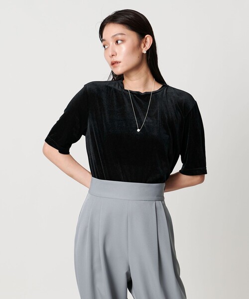 MARW UNITED ARROWS(マルゥ ユナイテッドアローズ)の「<MARW UNITED ARROWS>シアー ベロア カットソー(Tシャツ/カットソー・レディース・オフホワイト/グレー系/ブラック・FREE)」の6枚目の写真