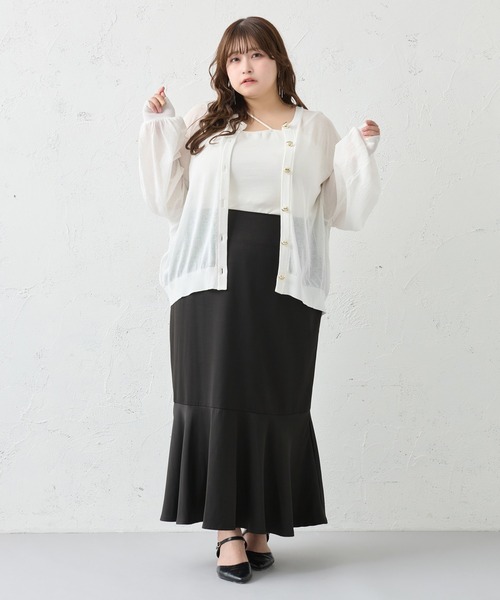 Louiosy(ルオシー)の「【大きいサイズ】アソートシアーニットカーディガン(ニット/セーター・レディース・ボルドー/ブルー/アイボリー・4L/3L/X-LARGE)」の10枚目の写真