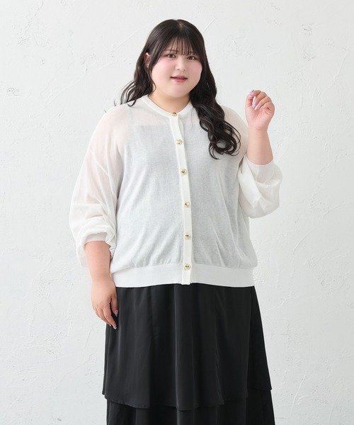 大きいサイズ】アソートシアーニットカーディガン（ニット/セーター