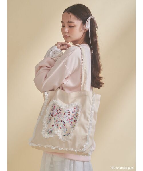 セール】Dream Garden-tulip ribbon lace tote（トートバッグ）｜merry