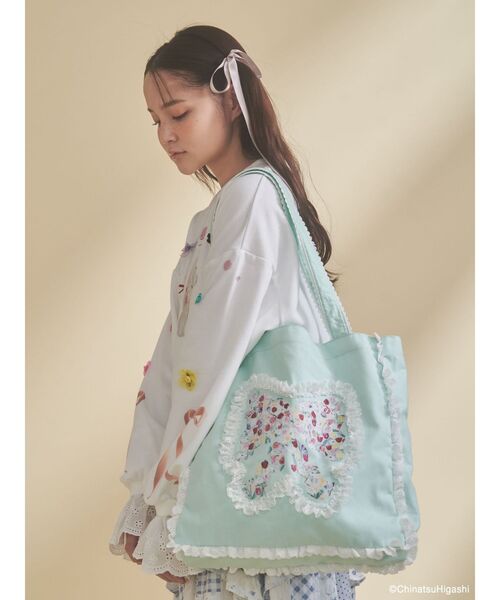 Dream Garden-tulip ribbon lace tote（トートバッグ）｜merry jenny
