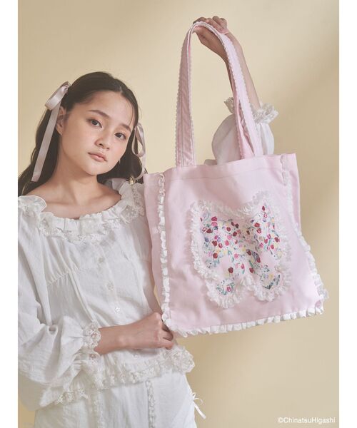 merry jenny（メリージェニー）の「Dream Garden-tulip ribbon lace tote（トートバッグ・レディース・オフホワイト/グレー/ピンク/アイボリー/ミント・FREE）」の6枚目の写真