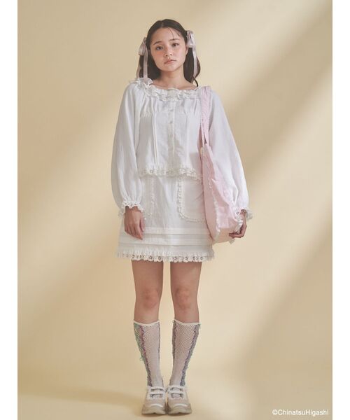 merry jenny（メリージェニー）の「Dream Garden-tulip ribbon lace tote（トートバッグ・レディース・オフホワイト/グレー/ピンク/アイボリー/ミント・FREE）」の11枚目の写真