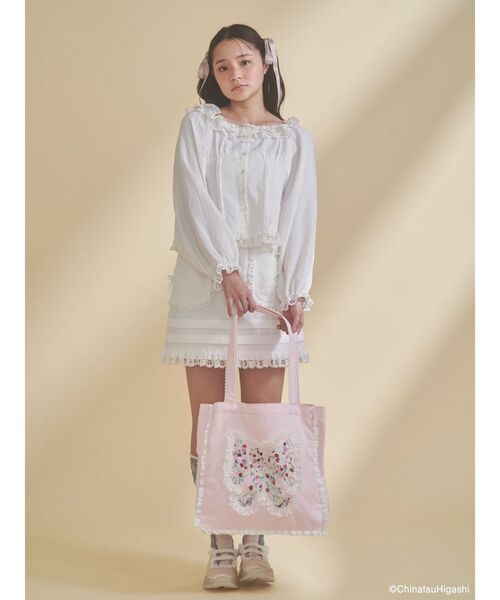 merry jenny（メリージェニー）の「Dream Garden-tulip ribbon lace tote（トートバッグ・レディース・オフホワイト/グレー/ピンク/アイボリー/ミント・FREE）」の12枚目の写真