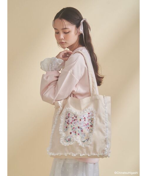 Dream Garden-tulip ribbon lace tote（トートバッグ）｜merry jenny