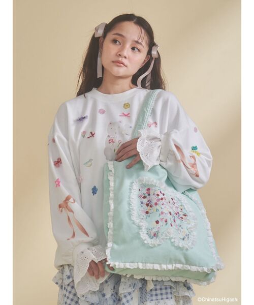 merry jenny（メリージェニー）の「Dream Garden-tulip ribbon lace tote（トートバッグ・レディース・オフホワイト/グレー/ピンク/アイボリー/ミント・FREE）」の19枚目の写真