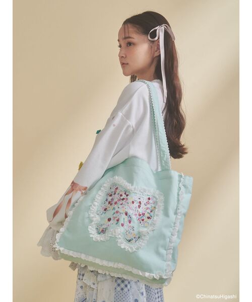 merry jenny（メリージェニー）の「Dream Garden-tulip ribbon lace tote（トートバッグ・レディース・オフホワイト/グレー/ピンク/アイボリー/ミント・FREE）」の20枚目の写真