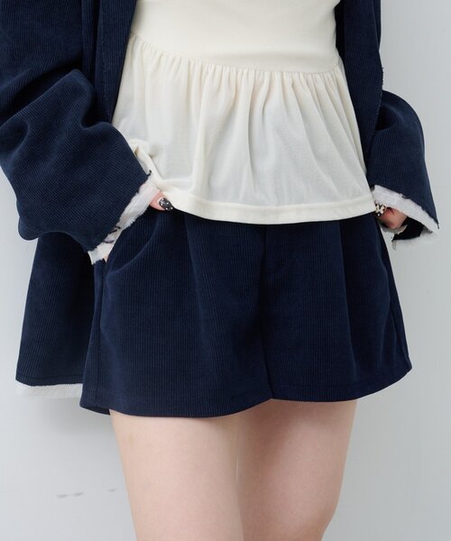 Kastane(カスタネ)の「【新色・新サイズ追加/セットアップ対応】コーデュロイショートパンツ(その他パンツ・レディース・ブラック/ブラウン/アイボリー/ネイビー・FREE/MEDIUM)」の4枚目の写真