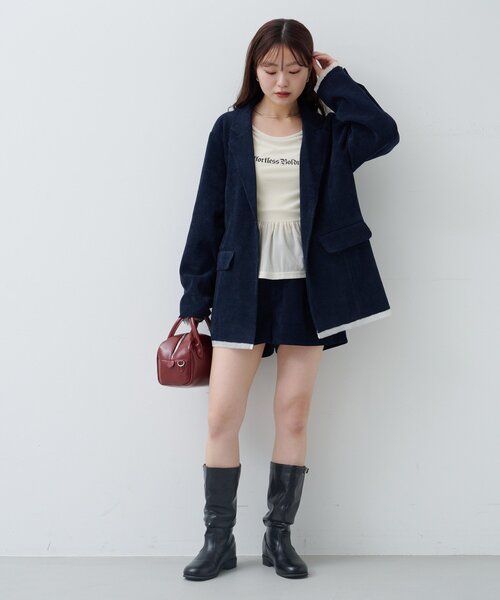 Kastane(カスタネ)の「【新色・新サイズ追加/セットアップ対応】コーデュロイショートパンツ(その他パンツ・レディース・ブラック/ブラウン/アイボリー/ネイビー・FREE/MEDIUM)」の9枚目の写真