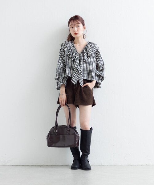 Kastane(カスタネ)の「【新色・新サイズ追加/セットアップ対応】コーデュロイショートパンツ(その他パンツ・レディース・ブラック/ブラウン/アイボリー/ネイビー・FREE/MEDIUM)」の17枚目の写真