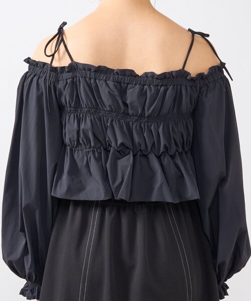 un dix cors（アンディコール）の「《低身長サイズあり・大人の華やかさ◎》スクエア異素材シャーリングワンピ（ワンピース・レディース・ブラック/グレイッシュベージュ・FREE/S）」の19枚目の写真