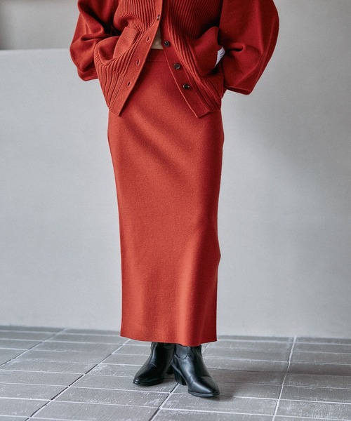 LEPSIM（レプシィム）の「12ゲージ総針ナロースカート　497451（スカート・レディース・レッド/ブラウン/ブラック/ネイビー/アイボリー/ダークブラウン/ボルドー・TALL/FREE）」の6枚目の写真