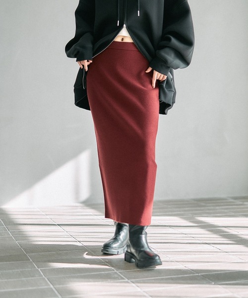 LEPSIM（レプシィム）の「12ゲージ総針ナロースカート　497451（スカート・レディース・レッド/ブラウン/ブラック/ネイビー/アイボリー/ダークブラウン/ボルドー・TALL/FREE）」の15枚目の写真