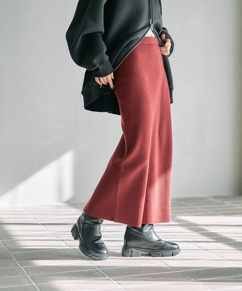 LEPSIM（レプシィム）の「12ゲージ総針ナロースカート　497451（スカート・レディース・レッド/ブラウン/ブラック/ネイビー/アイボリー/ダークブラウン/ボルドー・TALL/FREE）」の16枚目の写真